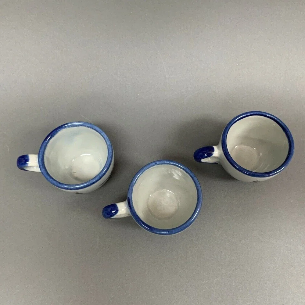 TM Mexico Bird Butterfly Blue Lot of‎ 3 Small Cups 2